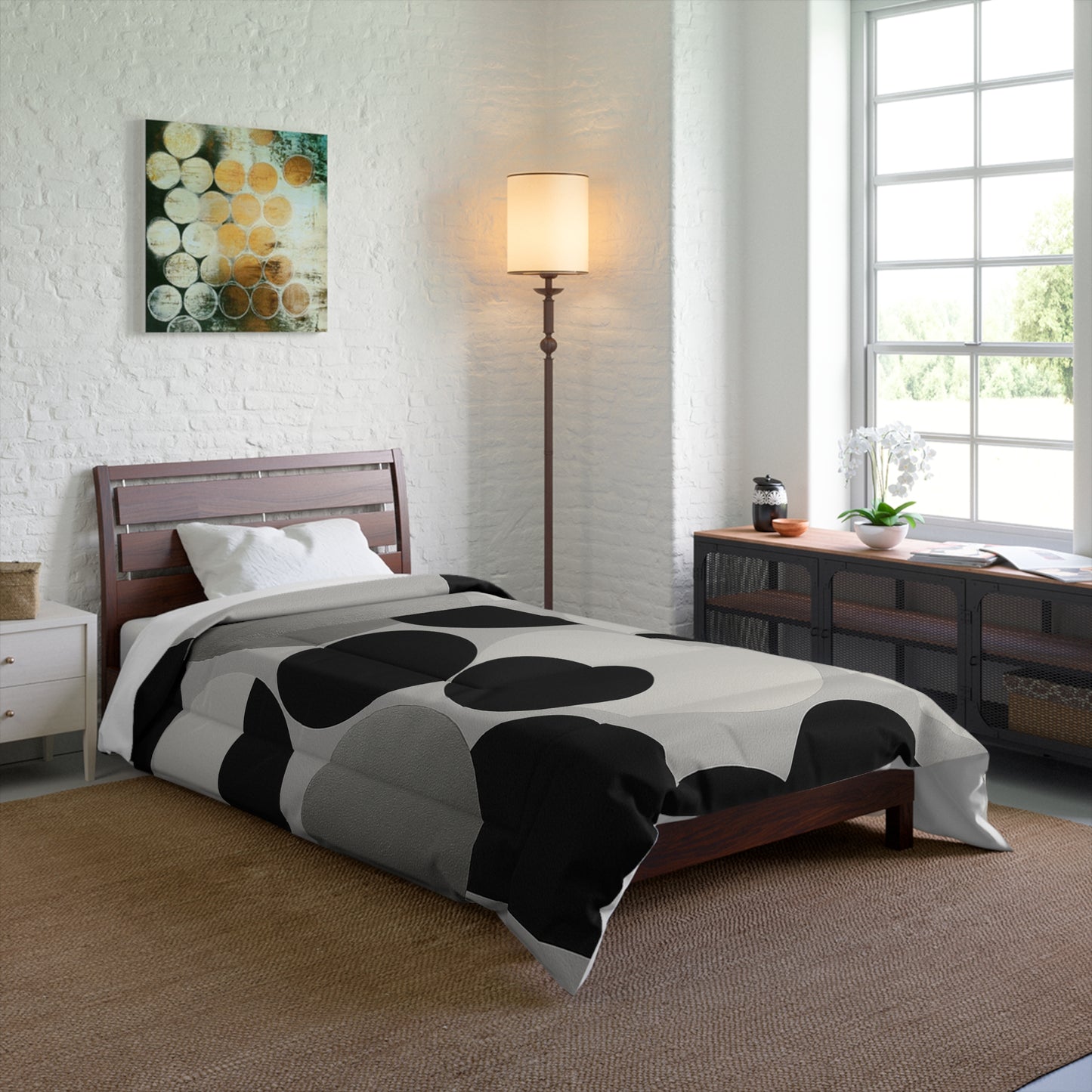 Design Comforter – stilvolle Tagesdecke mit weichem Griff - Silver Dots - WOOVE