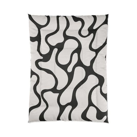 Design Comforter – stilvolle Tagesdecke mit weichem Griff - Black & White Flow - WOOVE
