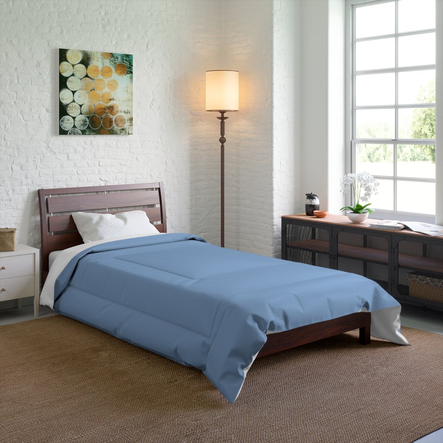 Design Comforter – stilvolle Tagesdecke mit weichem Griff - Dusty Blue - WOOVE