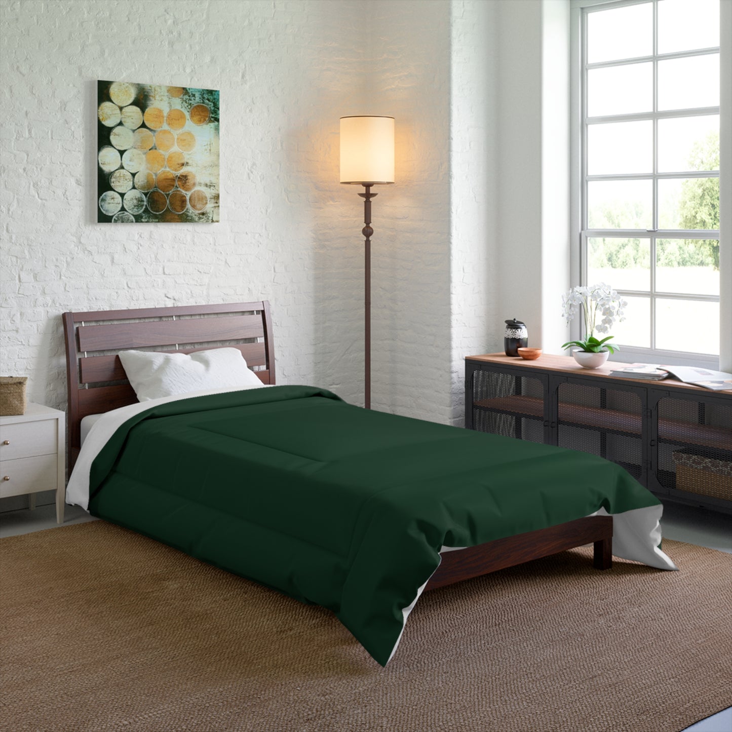 Design Comforter – stilvolle Tagesdecke mit weichem Griff - Forest Green - WOOVE