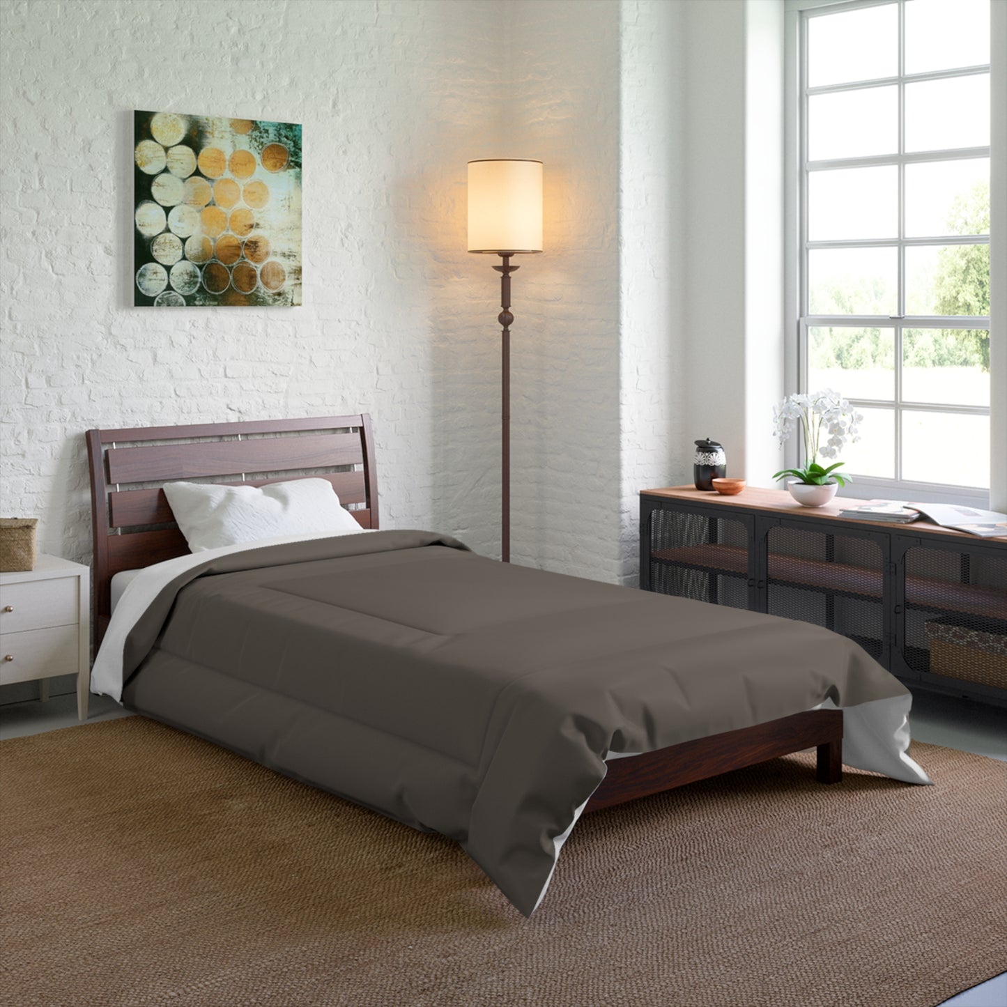 Design Comforter – stilvolle Tagesdecke mit weichem Griff - Dark Taupe - WOOVE