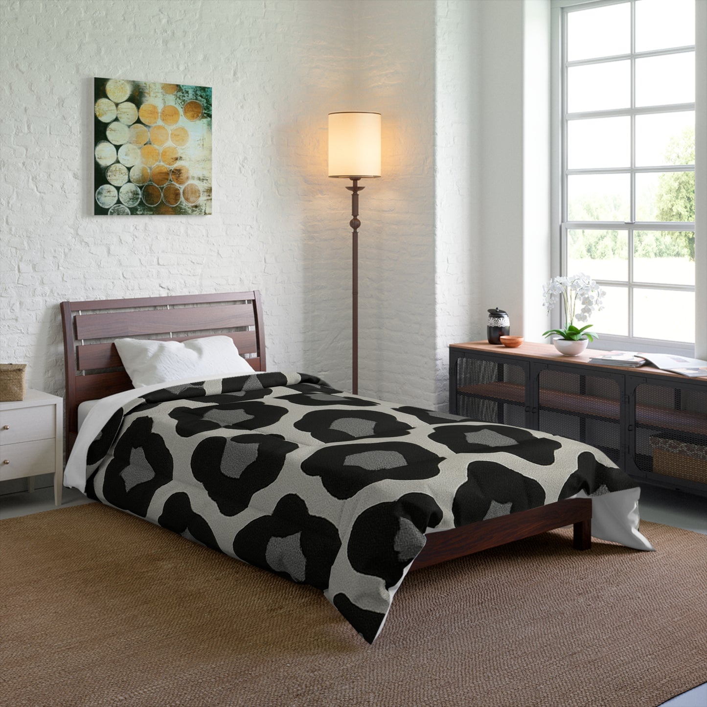 Design Comforter – stilvolle Tagesdecke mit weichem Griff - Bold Leopard Grey - WOOVE