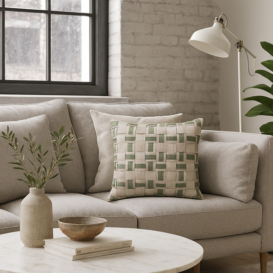 HERBAL CALM Creme & Helloliv / Kissenbezug - WOOVE