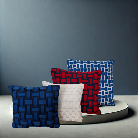 07 URBAN BLUE Weiß & Dunkelblau l Kissenbezug - WOOVE