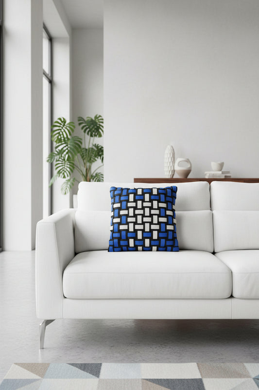 Indigo - Handgewebtes Design-Kissen