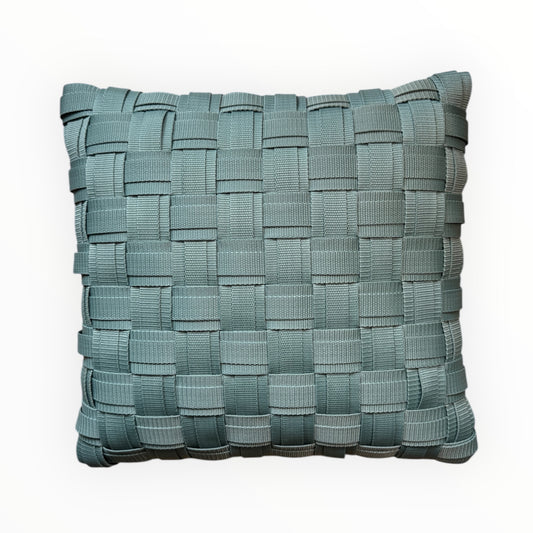 WOOVE Handgewebtes Designer-Kissen - Grid Ästhetik in Salbei l Kissenbezug