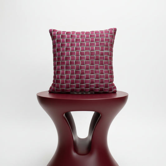 BORDEAUX SAND Beige & Weinrot / Kissenbezug - WOOVE