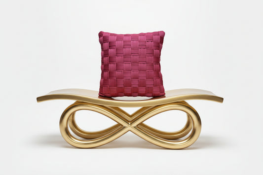 WOOVE Handgewebtes Designer-Kissen - Grid Ästhetik in Bordeaux / Kissenbezug - WOOVE