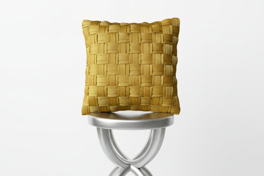 WOOVE Handgewebtes Designer-Kissen - Grid Ästhetik in Senfgelb / Kissenbezug - WOOVE