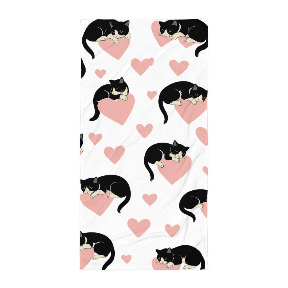 Lazy Cats on Hearts / Kinderbadetuch