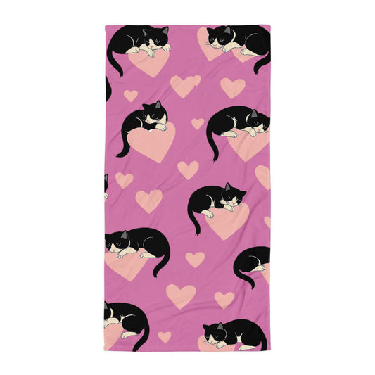Pink Heart Cats / Kinderbadetuch
