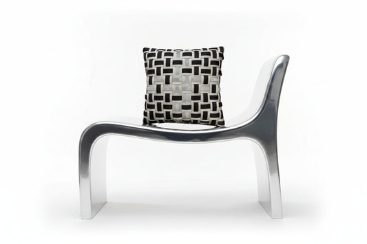 01 CRYSTAL WEAVE3 Creme & Dunkelbraun mit Strass in Silber l Kissenbezug - WOOVE