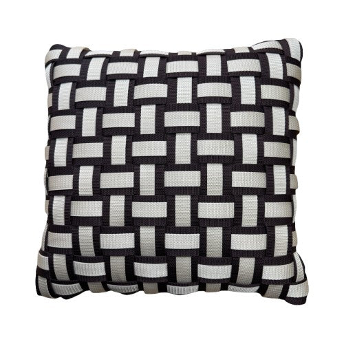 WOOVE Handgewebtes Designer-Kissen - Grid Ästhetik in Dunkelbraun & Creme l Kissenbezug