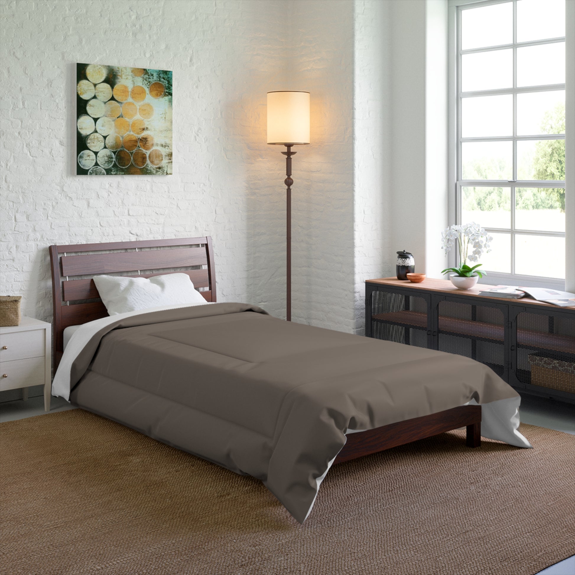 Design Comforter – stilvolle Tagesdecke mit weichem Griff - Taupe - WOOVE
