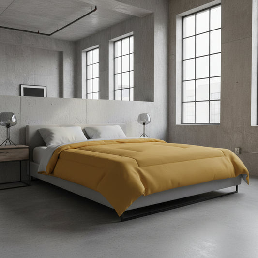 Design Comforter – stilvolle Tagesdecke mit weichem Griff - Mustard Yellow - WOOVE