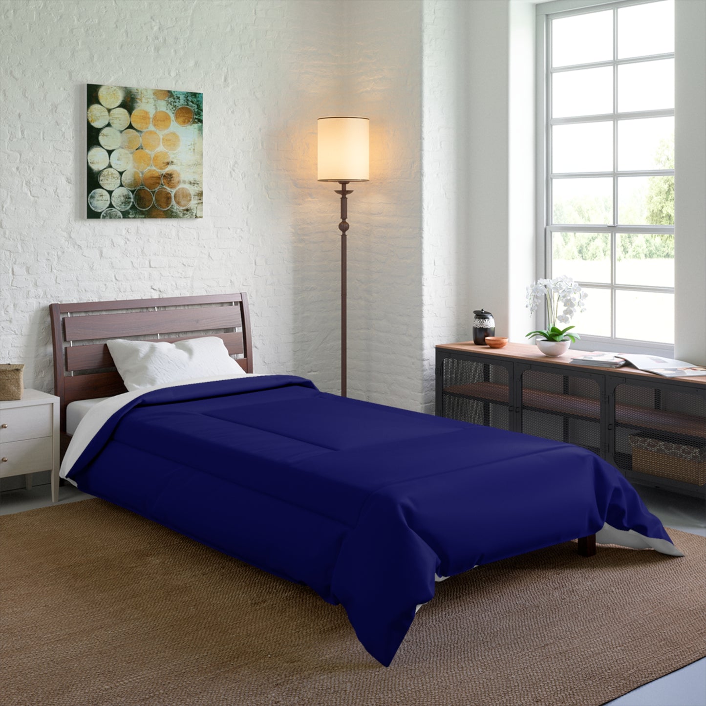 Design Comforter – stilvolle Tagesdecke mit weichem Griff - Midnight Blue - WOOVE