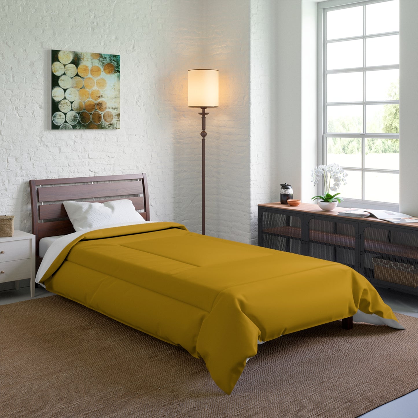 Design Comforter – stilvolle Tagesdecke mit weichem Griff - Mustard Yellow - WOOVE