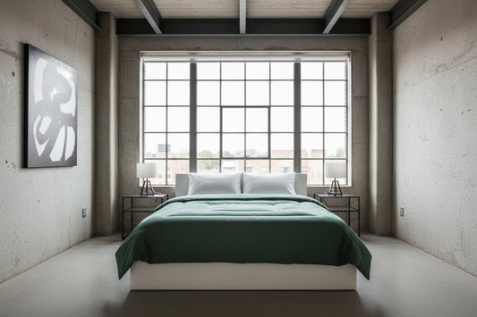 Design Comforter – stilvolle Tagesdecke mit weichem Griff - Forest Green - WOOVE