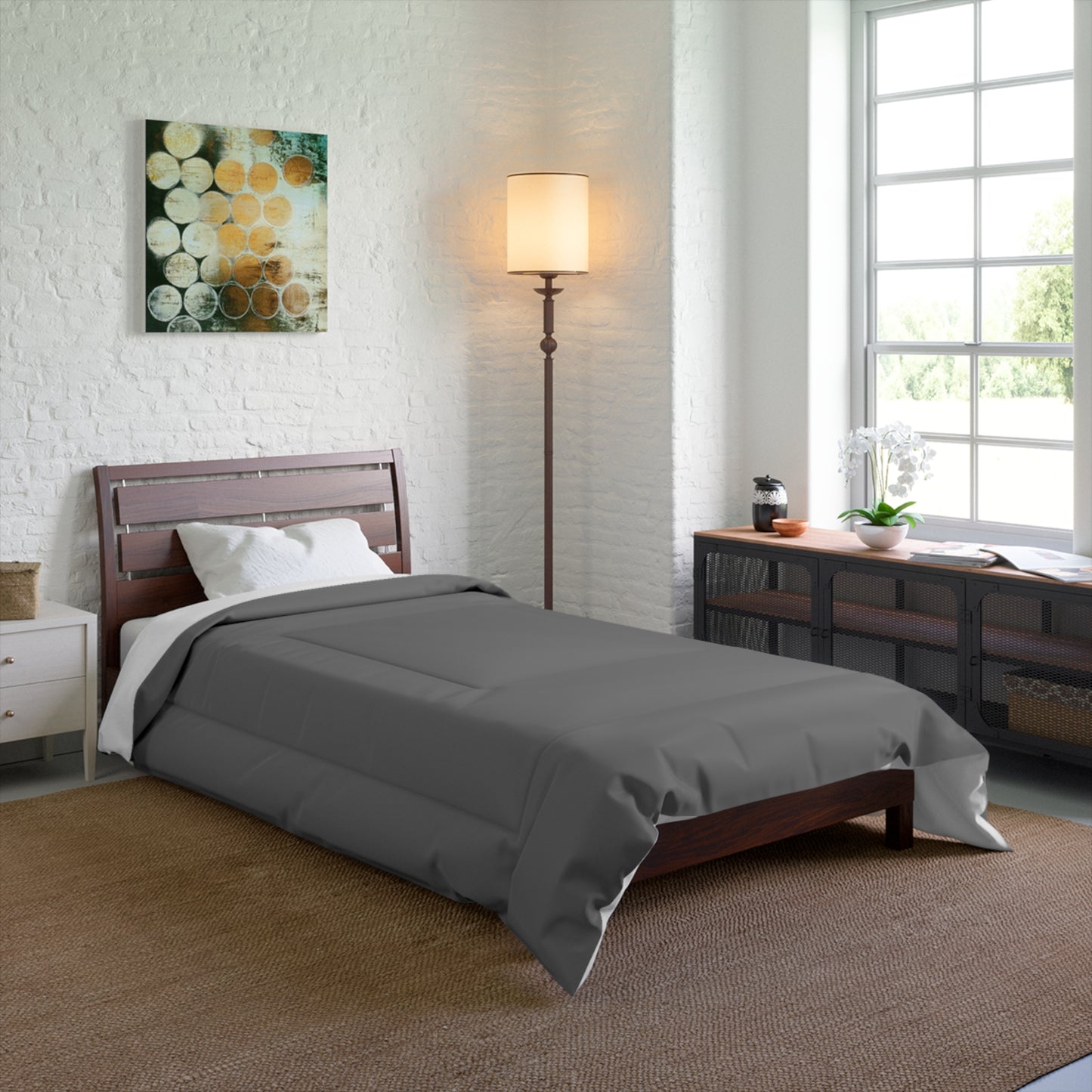 Design Comforter – stilvolle Tagesdecke mit weichem Griff - Anthracite - WOOVE