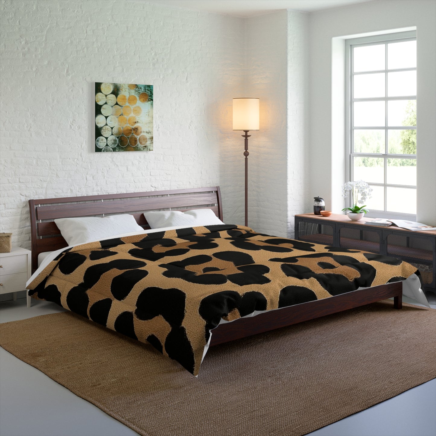 Design Comforter – stilvolle Tagesdecke mit weichem Griff - Bold Leopard Brown - WOOVE