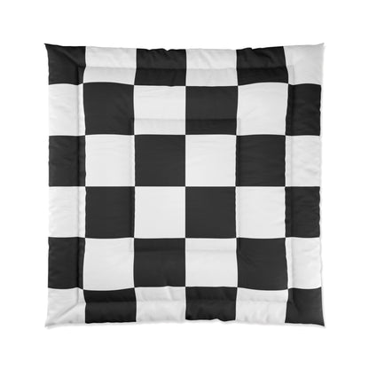 Design Comforter – stilvolle Tagesdecke mit weichem Griff - Black & White Chess - WOOVE