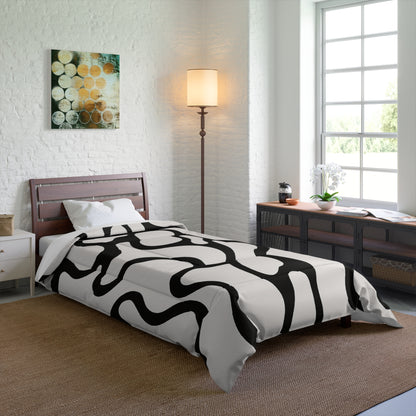 Design Comforter – stilvolle Tagesdecke mit weichem Griff - Black & White Flow - WOOVE