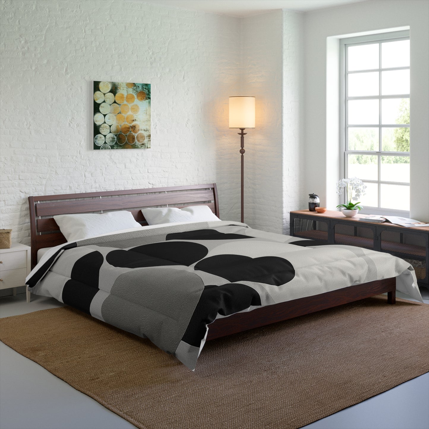 Design Comforter – stilvolle Tagesdecke mit weichem Griff - Silver Dots - WOOVE