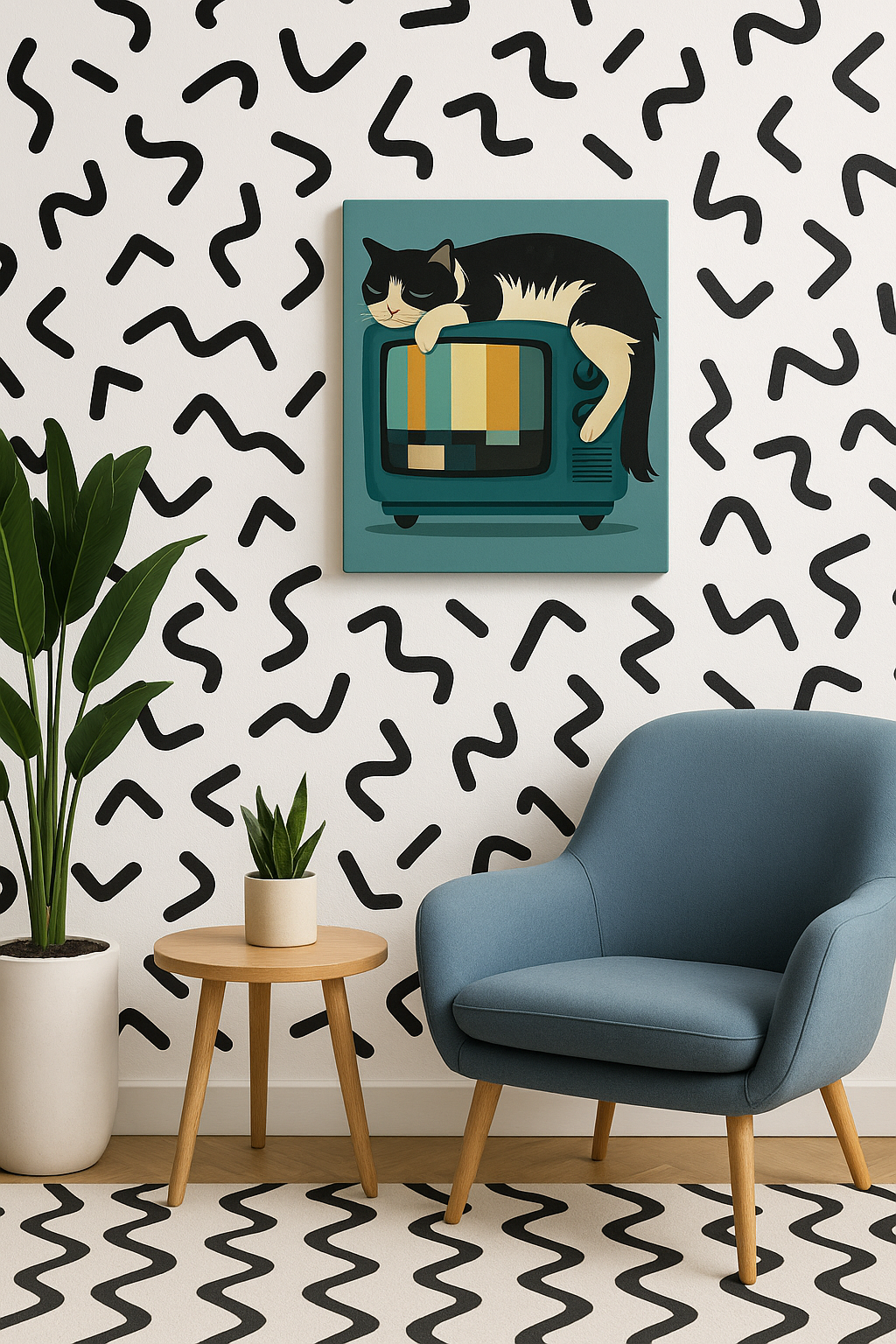 Memphis Catnap/ Mini-Leinwandbild - WOOVE