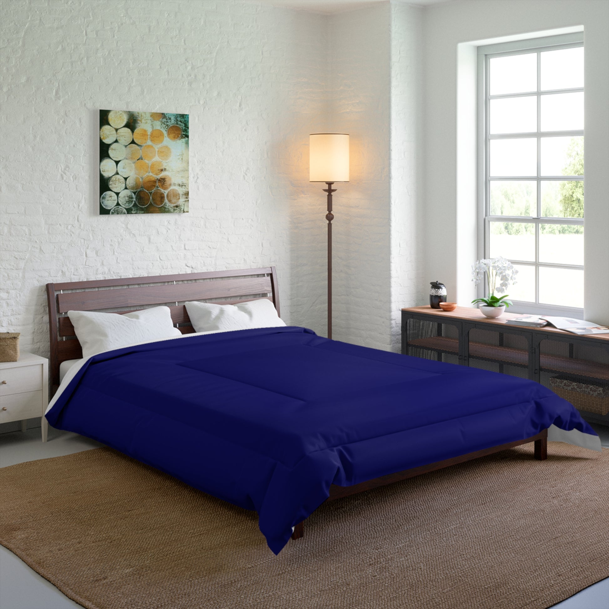 Design Comforter – stilvolle Tagesdecke mit weichem Griff - Midnight Blue - WOOVE