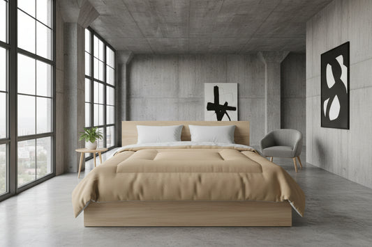 Design Comforter – stilvolle Tagesdecke mit weichem Griff - Cappuccino - WOOVE