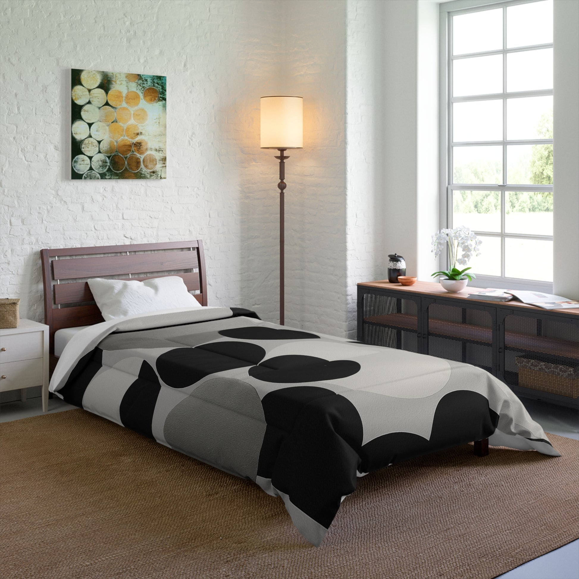 Design Comforter – stilvolle Tagesdecke mit weichem Griff - Silver Dots - WOOVE