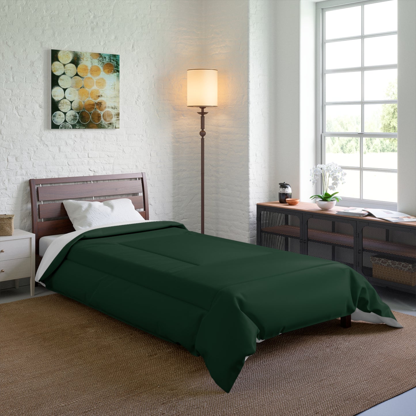 Design Comforter – stilvolle Tagesdecke mit weichem Griff - Forest Green - WOOVE