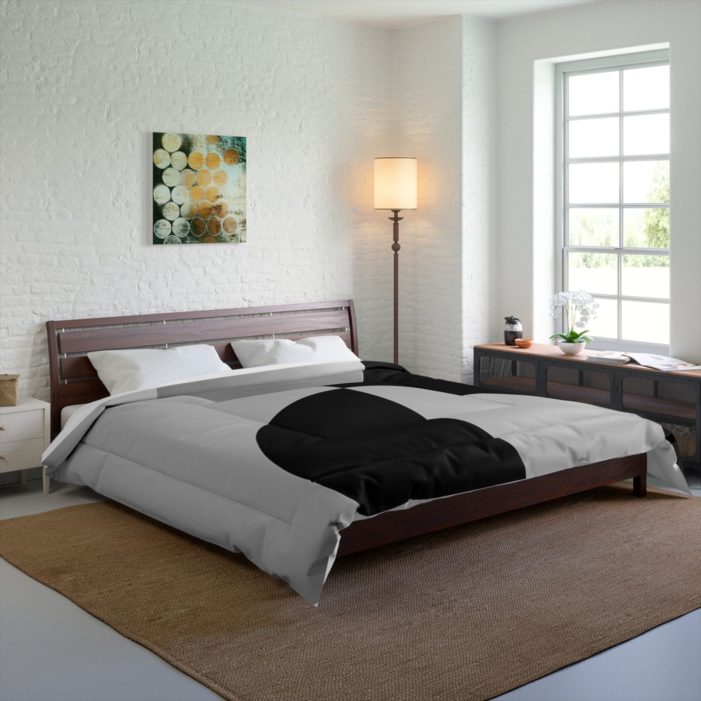 Design Comforter – stilvolle Tagesdecke mit weichem Griff - Black & Silver - WOOVE