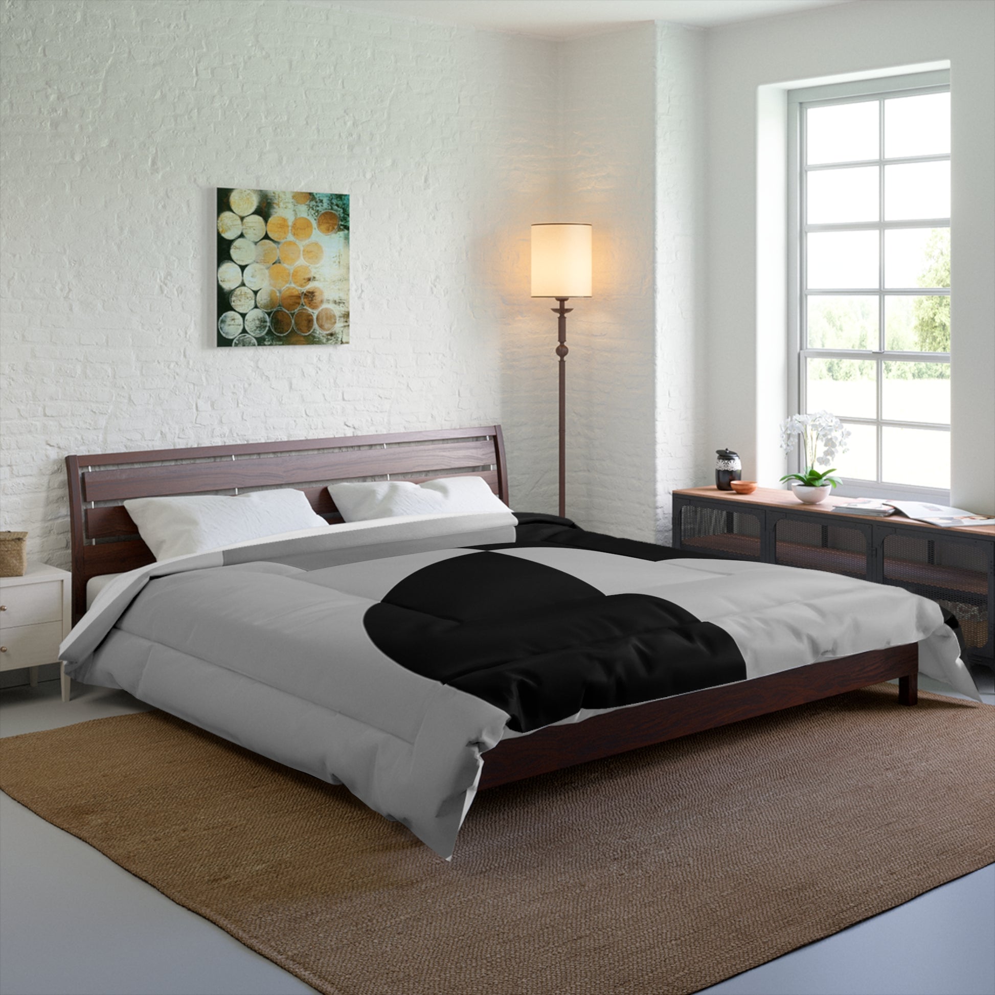 Design Comforter – stilvolle Tagesdecke mit weichem Griff - Black & Silver - WOOVE