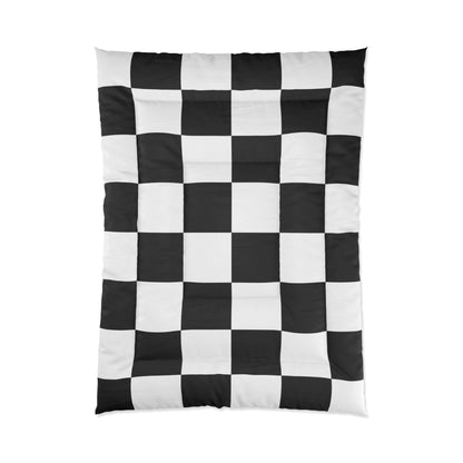 Design Comforter – stilvolle Tagesdecke mit weichem Griff - Black & White Chess - WOOVE