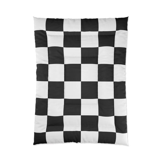 Design Comforter – stilvolle Tagesdecke mit weichem Griff - Black & White Chess - WOOVE