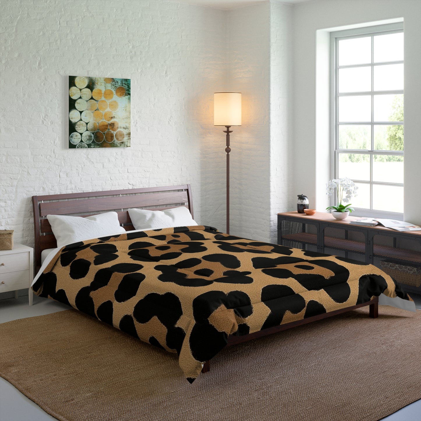 Design Comforter – stilvolle Tagesdecke mit weichem Griff - Bold Leopard Brown - WOOVE