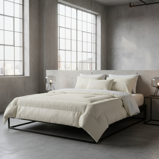 Design Comforter – stilvolle Tagesdecke mit weichem Griff - Ecru - WOOVE