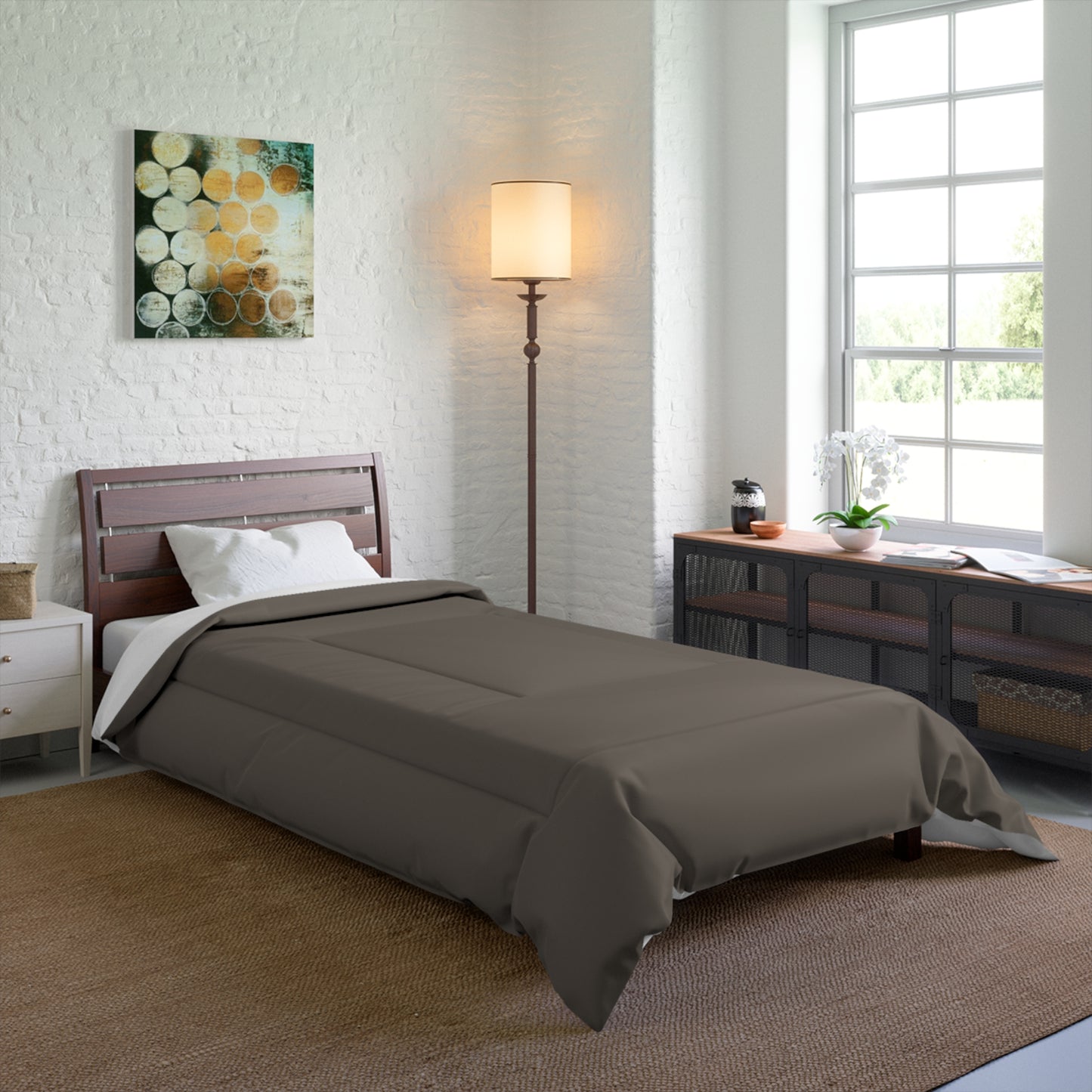 Design Comforter – stilvolle Tagesdecke mit weichem Griff - Dark Taupe - WOOVE