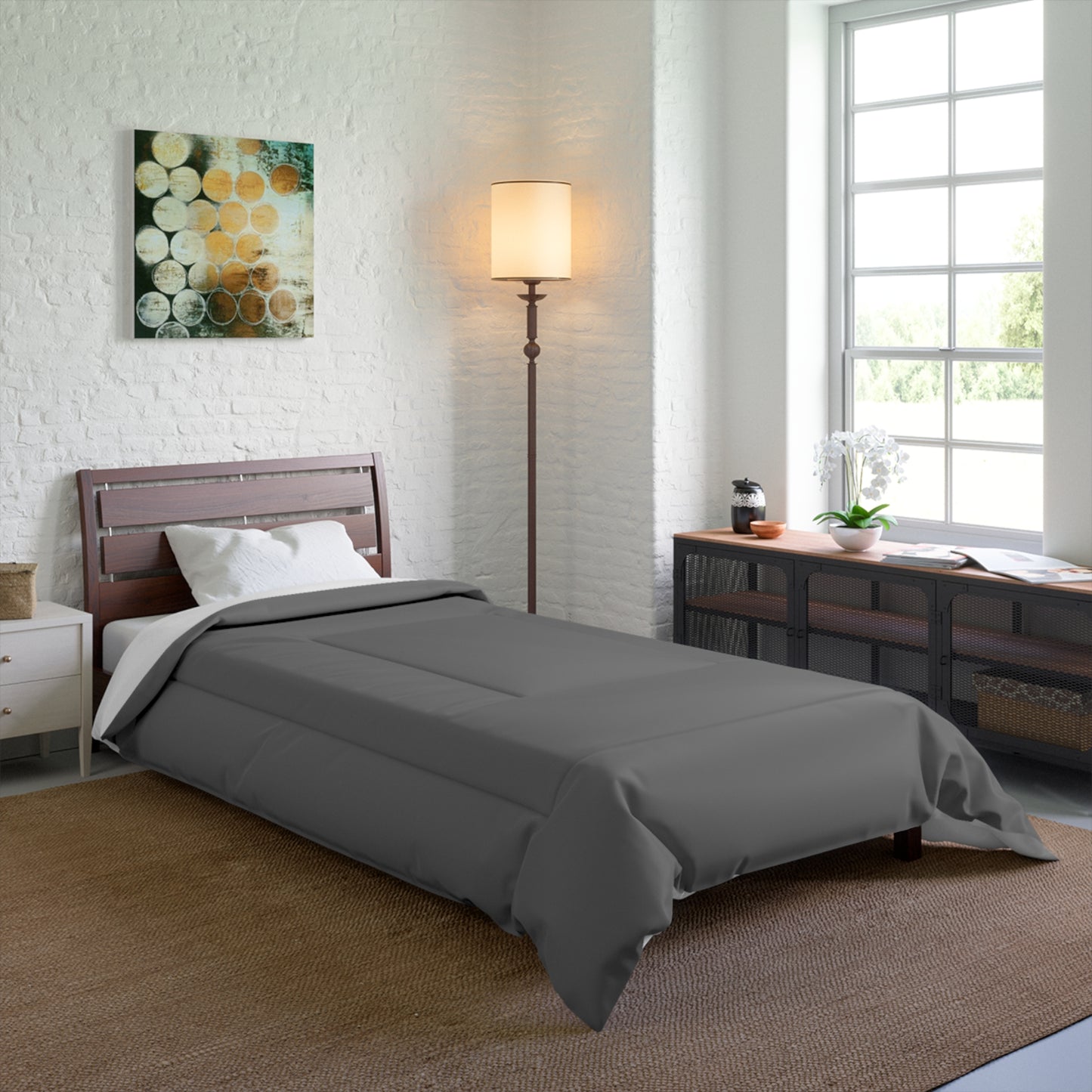 Design Comforter – stilvolle Tagesdecke mit weichem Griff - Anthracite - WOOVE