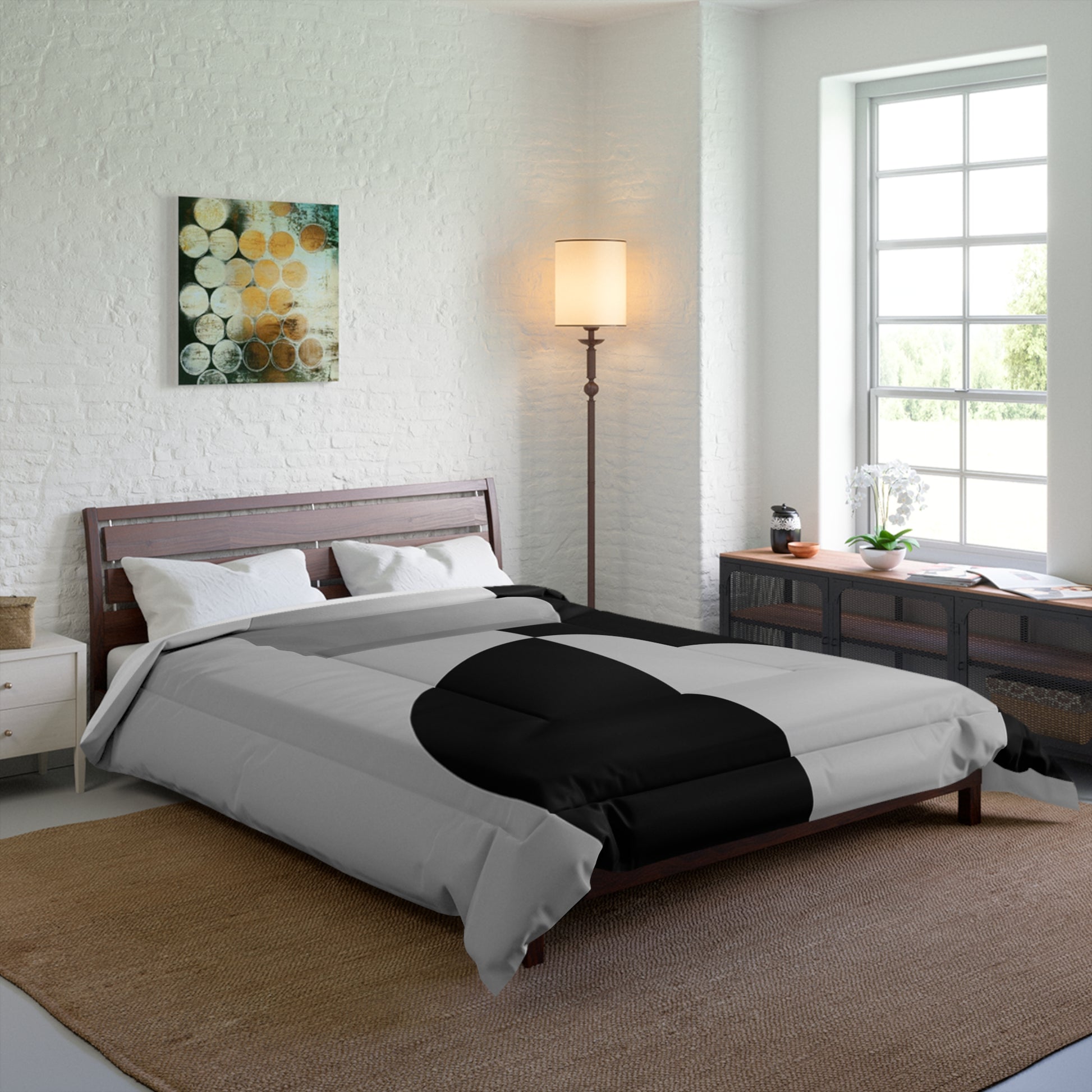 Design Comforter – stilvolle Tagesdecke mit weichem Griff - Black & Silver - WOOVE