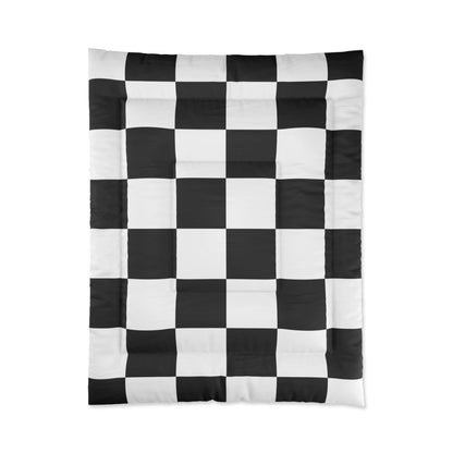 Design Comforter – stilvolle Tagesdecke mit weichem Griff - Black & White Chess - WOOVE