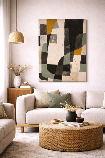 Sage Gold Structure / Canvas Print