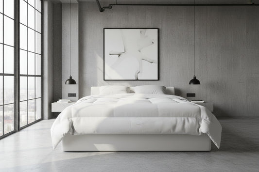 Design Comforter – stilvolle Tagesdecke mit weichem Griff - Light Grey - WOOVE