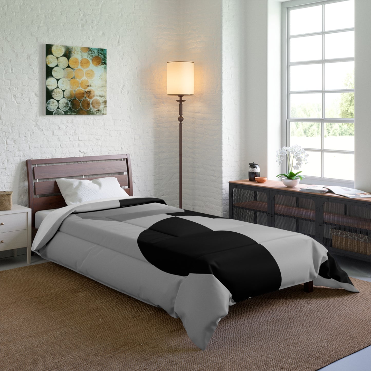 Design Comforter – stilvolle Tagesdecke mit weichem Griff - Black & Silver - WOOVE