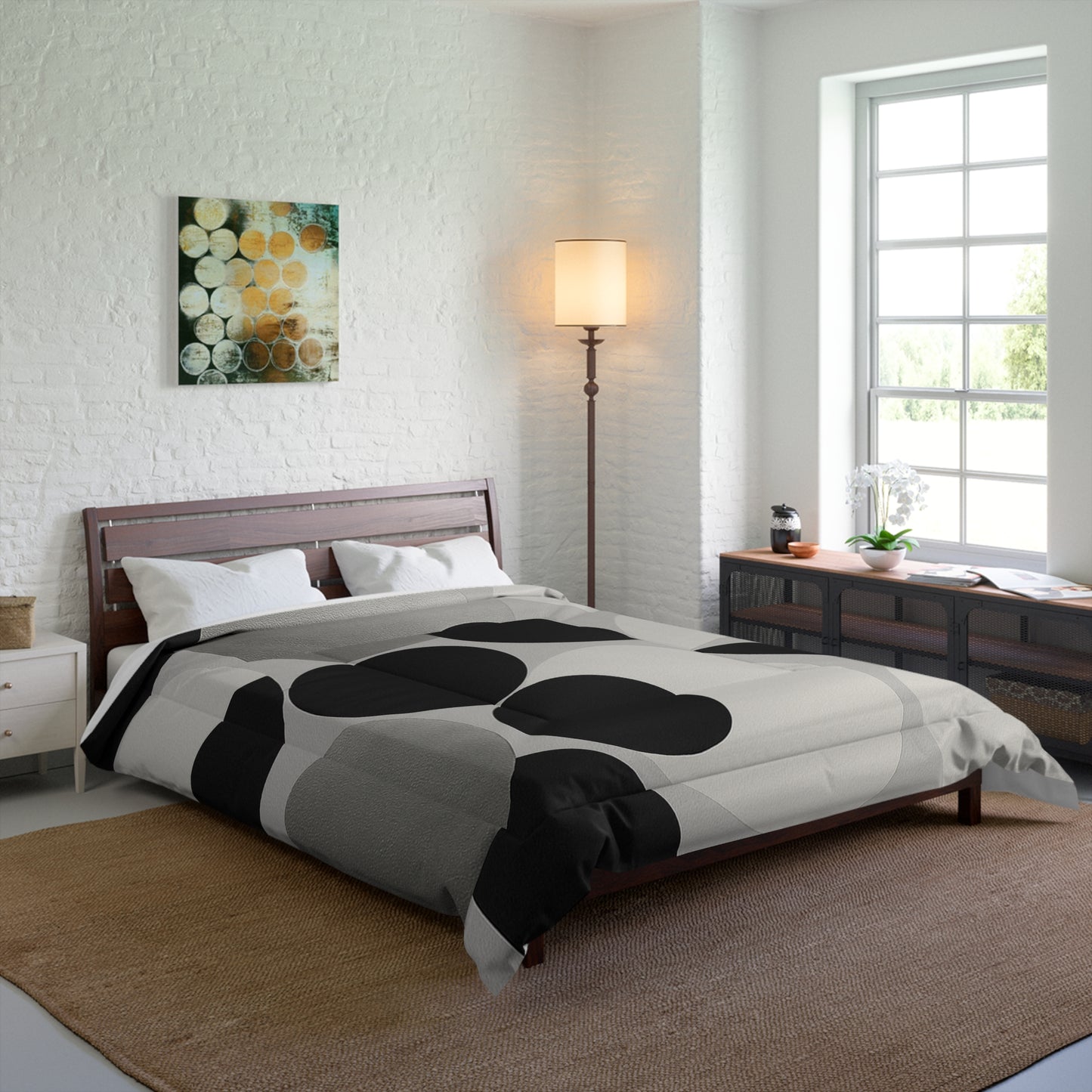 Design Comforter – stilvolle Tagesdecke mit weichem Griff - Silver Dots - WOOVE