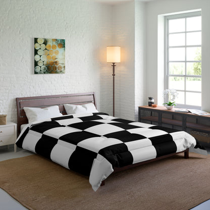 Design Comforter – stilvolle Tagesdecke mit weichem Griff - Black & White Chess - WOOVE