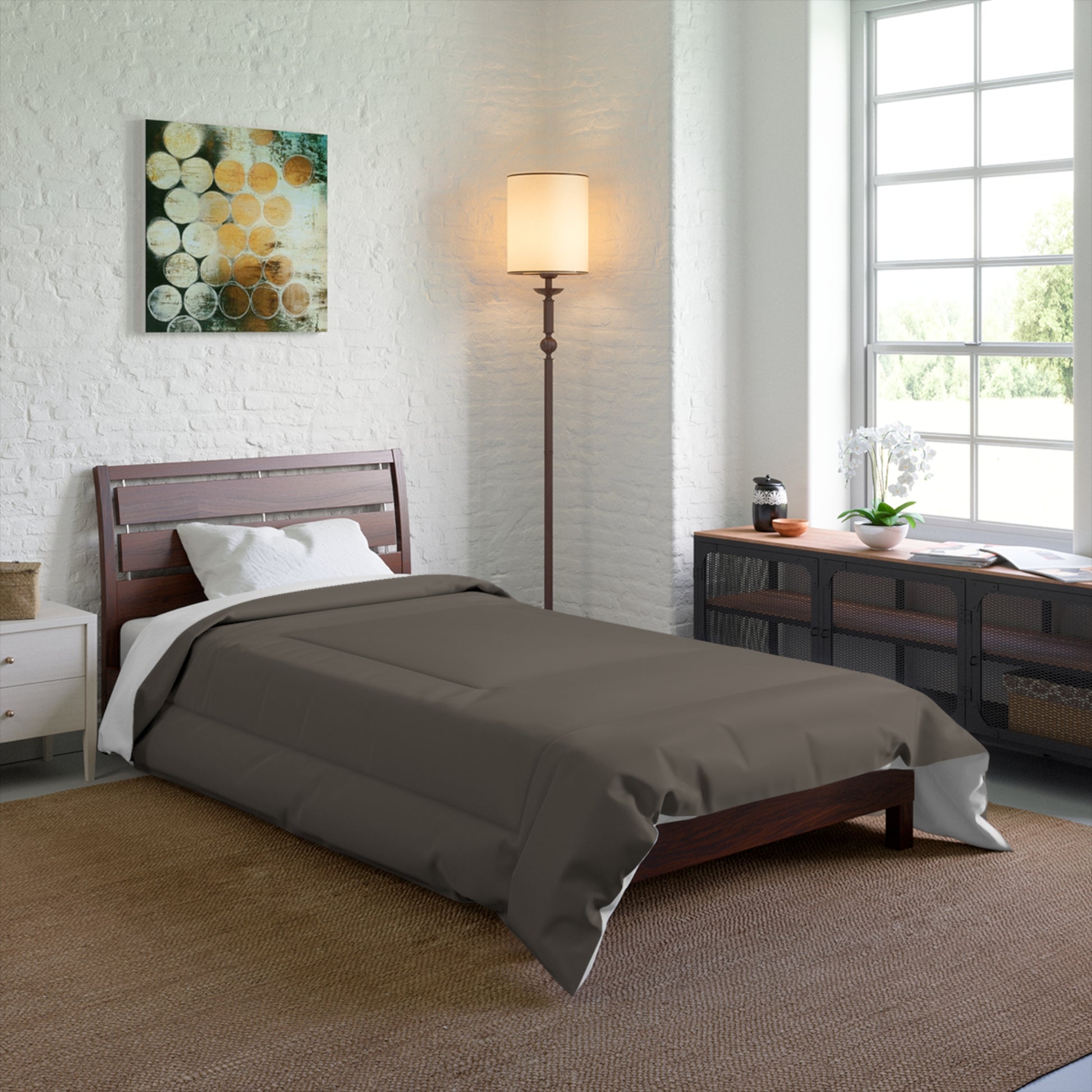 Design Comforter – stilvolle Tagesdecke mit weichem Griff - Dark Taupe - WOOVE