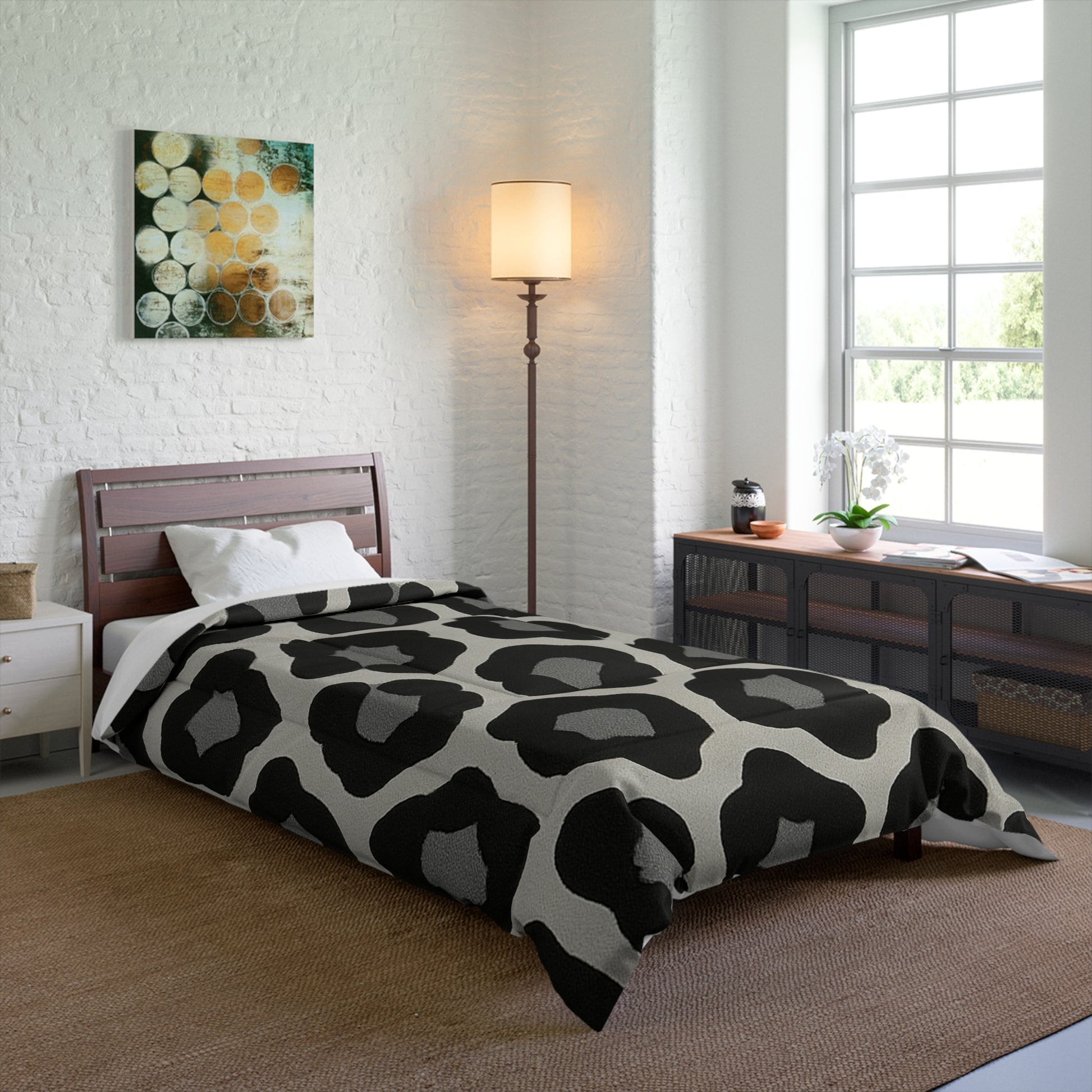 Design Comforter – stilvolle Tagesdecke mit weichem Griff - Bold Leopard Grey - WOOVE