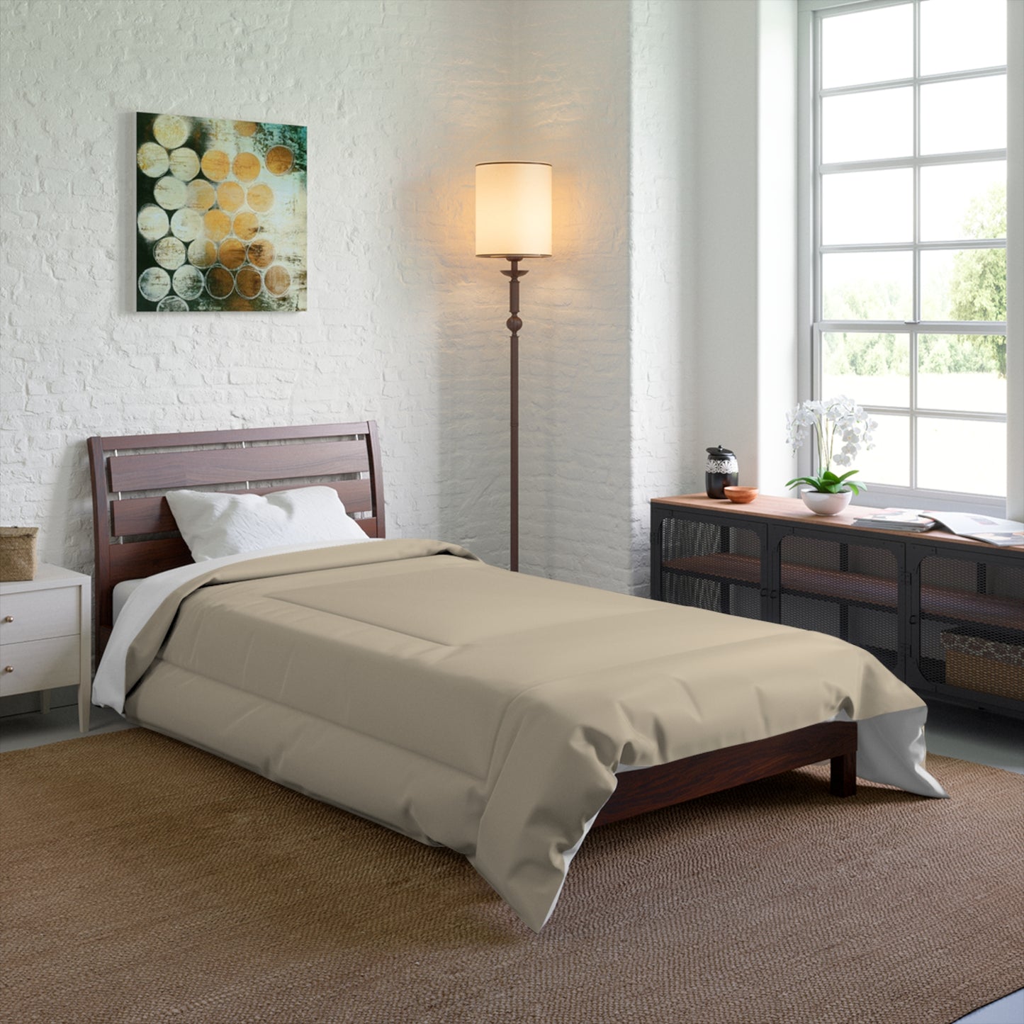 Design Comforter – stilvolle Tagesdecke mit weichem Griff - Light Cappuccino - WOOVE